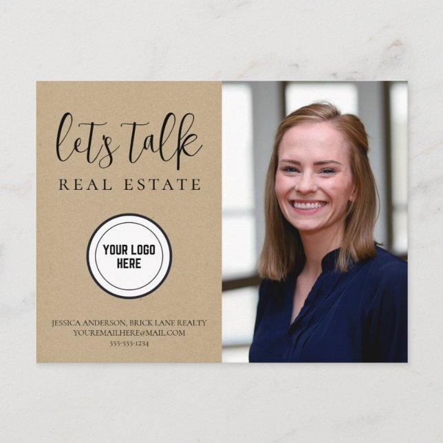 Cartão Postal Marketing de Imóveis de Papel Kraft Profissional (Frente)