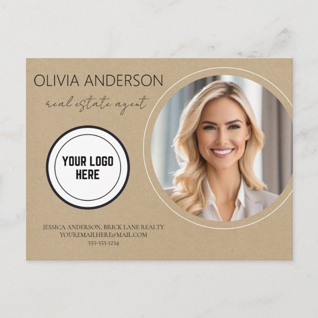 Cartão Postal Marketing de Imóveis Personalizável do Kraft Paper (Frente)