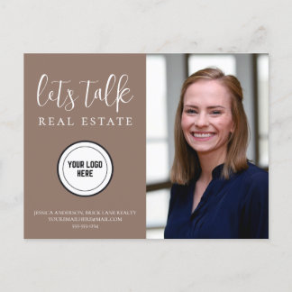Cartão Postal Marketing Imobiliário Castanho Neutro