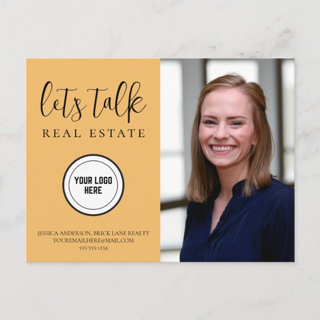 Cartão Postal Marketing Imobiliário Laranja De Queda Neutra (Frente)