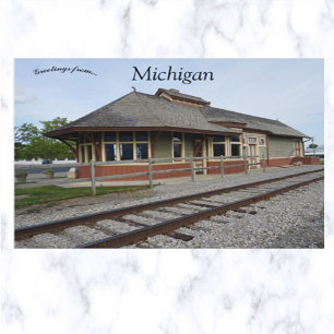 Cartão Postal Marlette Train Depot Michigan EUA