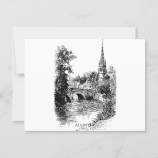 Cartão Postal Marlow Church e Bridge Sketch