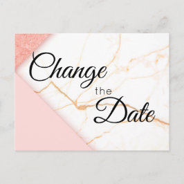 Cartão Postal Mármaco Dourado rosa moderno muda a data