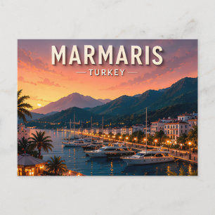Cartão Postal 🌙 Marmaris Turquia Marina e vistas do porto notur