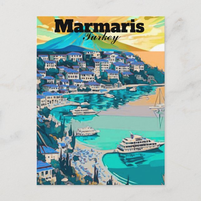 Cartão Postal Marmaris Viagem Postcard Art, Marmaris, Posto Turc (Frente)