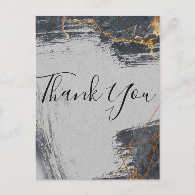 Cartão Postal Mármore Brilho Geométrico Obrigado (Frente)
