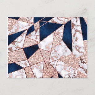 Cartão Postal Mármore geométrico de Rosa Dourado Luxurista