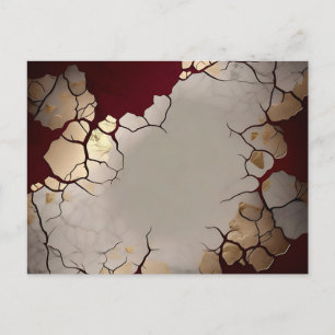 Cartão Postal Mármore Vermelho Com Prata E Dourado