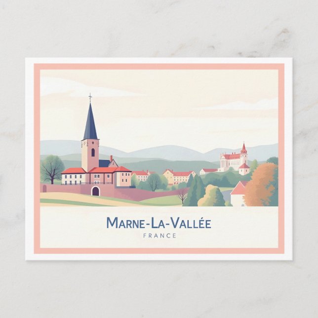 Cartão Postal Marne-La-Vallée França Pastel Viagem (Frente)