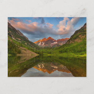 Cartão Postal Maroon Bells Refletem No Calmo Lago Maroon 2