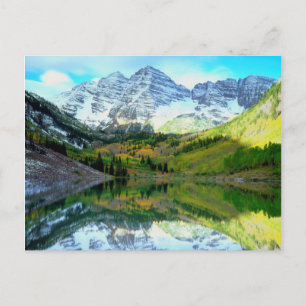 Cartão Postal Maroon Bells refletidas no Maroon Lake