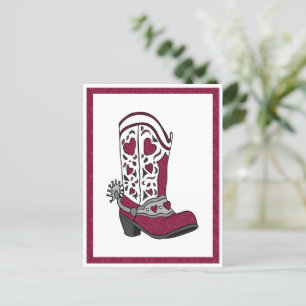 Cartão Postal Maroon Heart Patterned Boot