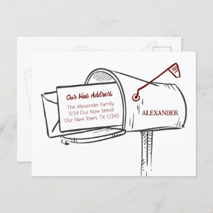 Cartão Postal Maroon Movimentamos Caixa de Correio Vestida