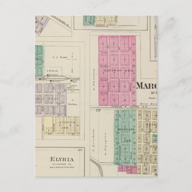 Cartão Postal Marquette, Conway, Galva, Elyria, Ames, Kansas (Frente)