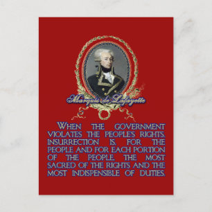Cartão Postal Marquis de Lafayette Cote sobre Insurreição