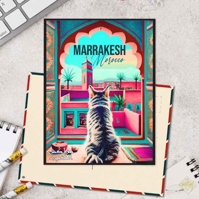 Cartão Postal Marrakech Marrocos Cat Viagem Turismo Souvenir (Criador carregado)