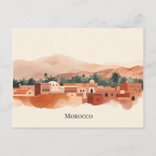 Cartão Postal Marrakech, Marrocos Minimalista Boho Viagem