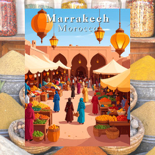 Cartão Postal Marrakech Marrocos Souk and Market Viagem