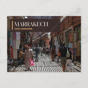 Cartão Postal Marrakech Souk Semmarine em Luz Solar Listrada