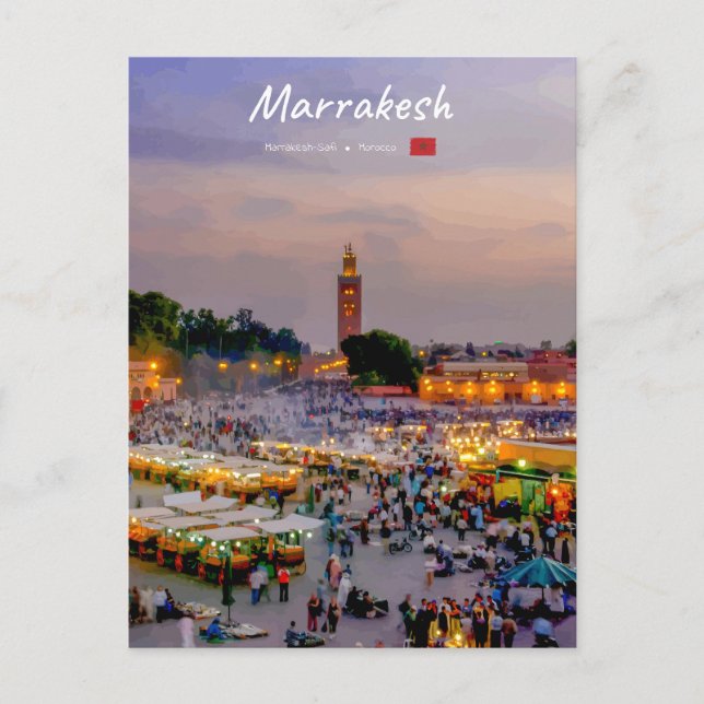 Cartão Postal Marrakesh, Marrocos - Praça Jemaa el Fnaa (Frente)
