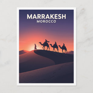 Cartão Postal Marrakesh — Silhueta de Caravana na Hora Azul Marr