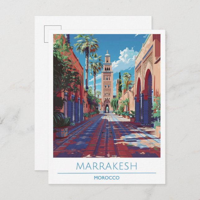 Cartão Postal Marrakesh Viagem no Marrocos (Frente/Verso)