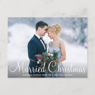 Cartão Postal MARRIED CHRISTMAS anúncio de casamento elegante