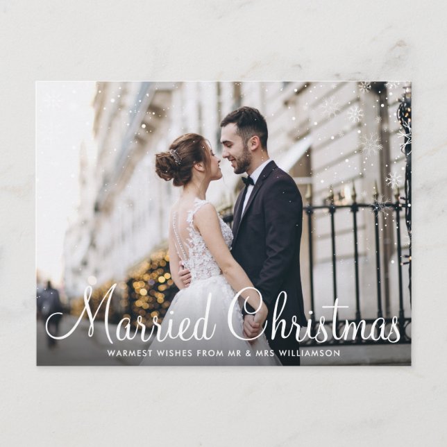 Cartão Postal MARRIED CHRISTMAS | foto de script branco (Frente)