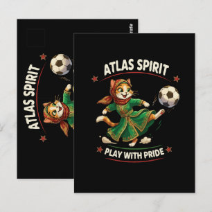Cartão Postal Marrocos 2026 Gato de Futebol - Espírito Cultural