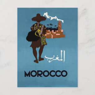Cartão Postal Marrocos, o homem vai para a cidade, ilustração