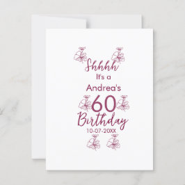 Cartão Postal Marrom branco malva shhhh 60º aniversário nome flo