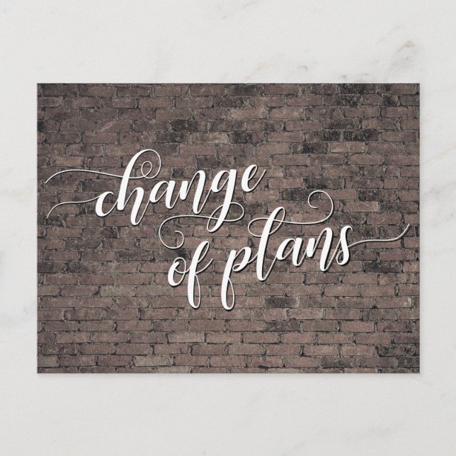 Cartão Postal Marrom Bricks Mudança de Planos Adiada Casamento (Frente)