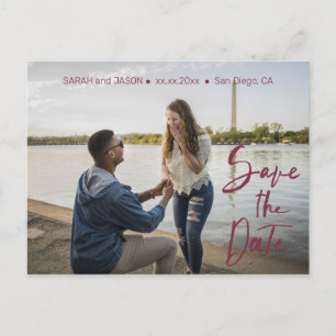 Cartão Postal marsala red hand lettering exceto data