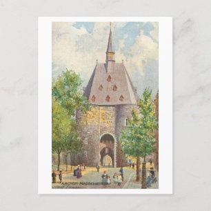 Cartão Postal Marschiertor antigo em Aachen, Alemanha