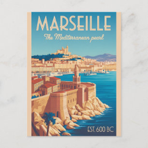 Cartão Postal Marseille França Paisagem Urbana Estilo Retrô Viag