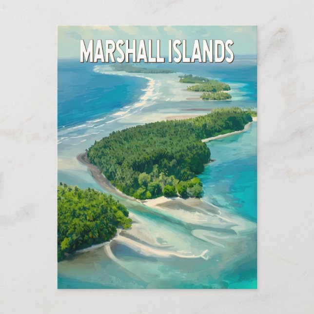 Cartão Postal Marshall Islands Illustration Travel Art Vintage (Frente)