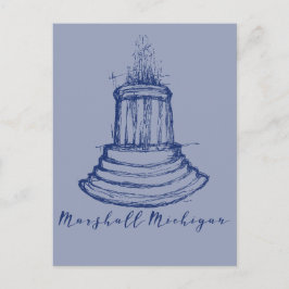 Cartão Postal Marshall Michigan Fountain                        