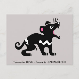 Cartão Postal Marsupial - Diabo da Tasmânia - Vida Selvagem Aust