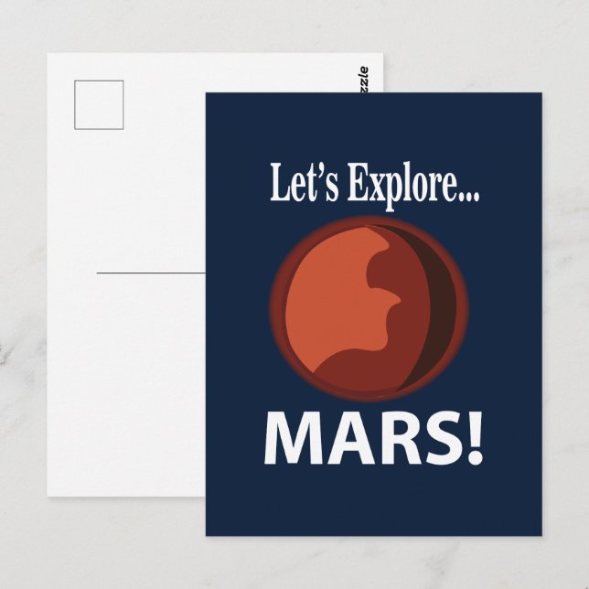 Cartão Postal Marte Vamos Explorar Marte (Frente/Verso)