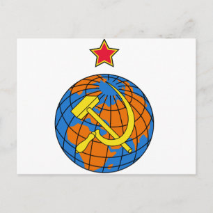 Cartão Postal Martelo e Foice Soviéticos e a Terra