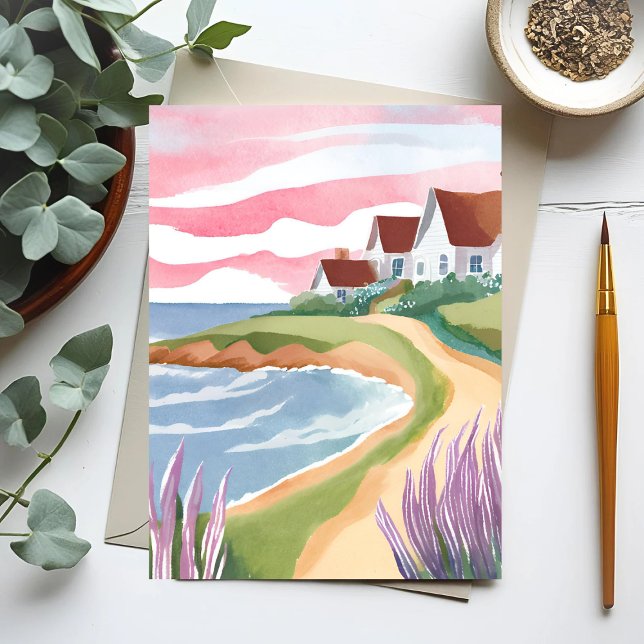 Cartão Postal Martha's Vineyard | Pintura do Caminho da Praia da (Criador carregado)