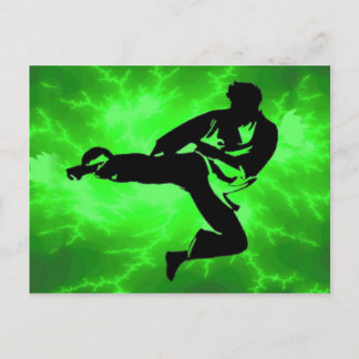 Cartão Postal Martial Arts Green Lightning Man