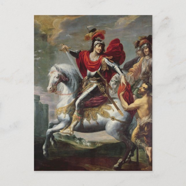 Cartão Postal Martin dividindo sua capa com o mendigo (Frente)