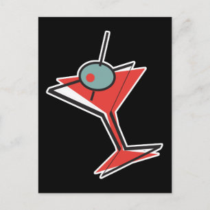 Cartão Postal martini de azeitona retrô
