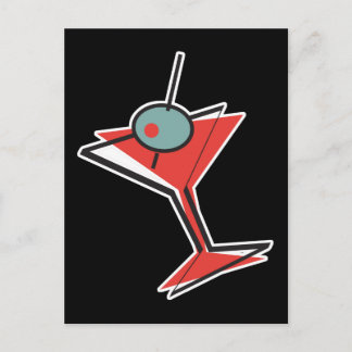 Cartão Postal martini de azeitona retrô
