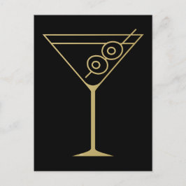 Cartão Postal Martini de Oliva Dourado Moderno de Meados do Sécu