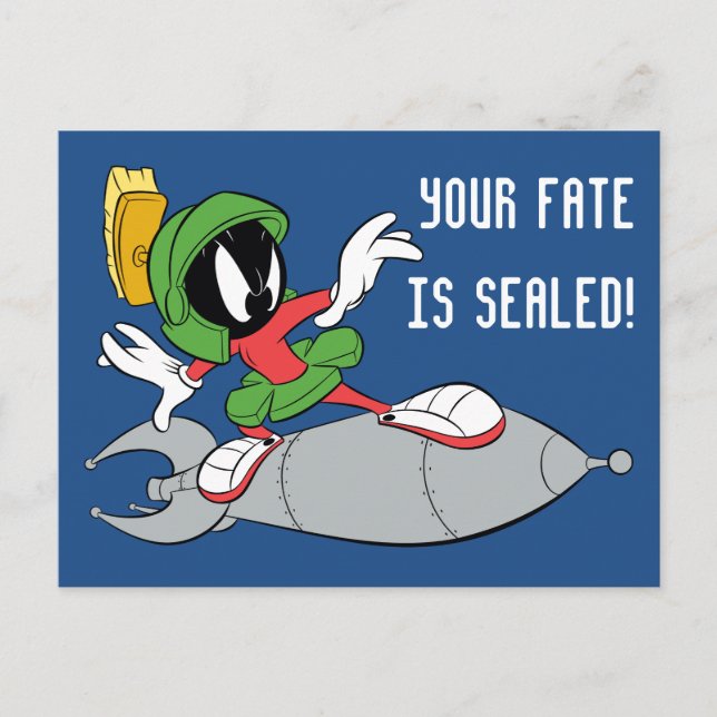 Cartão Postal MARVIN, MARTIAN™ Riding Rocket (Foguete itinerante (Frente)