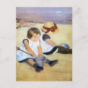 Cartão Postal Mary Cassatt Brincando na Praia Cartão-postal