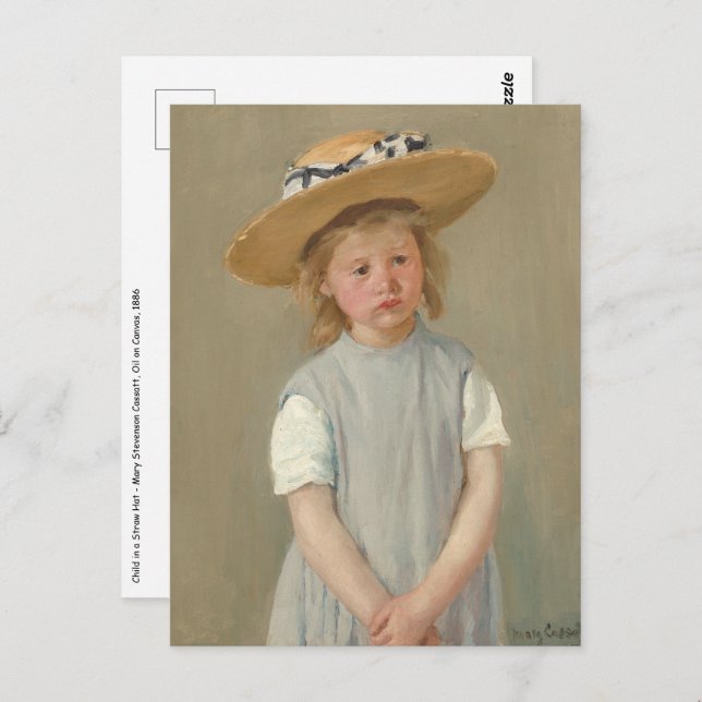 Cartão Postal Mary Cassatt - Criança com chapéu de palha (Frente/Verso)