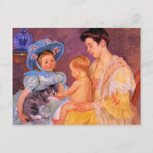 Cartão Postal Mary Cassatt - Crianças Brincando com um Gato